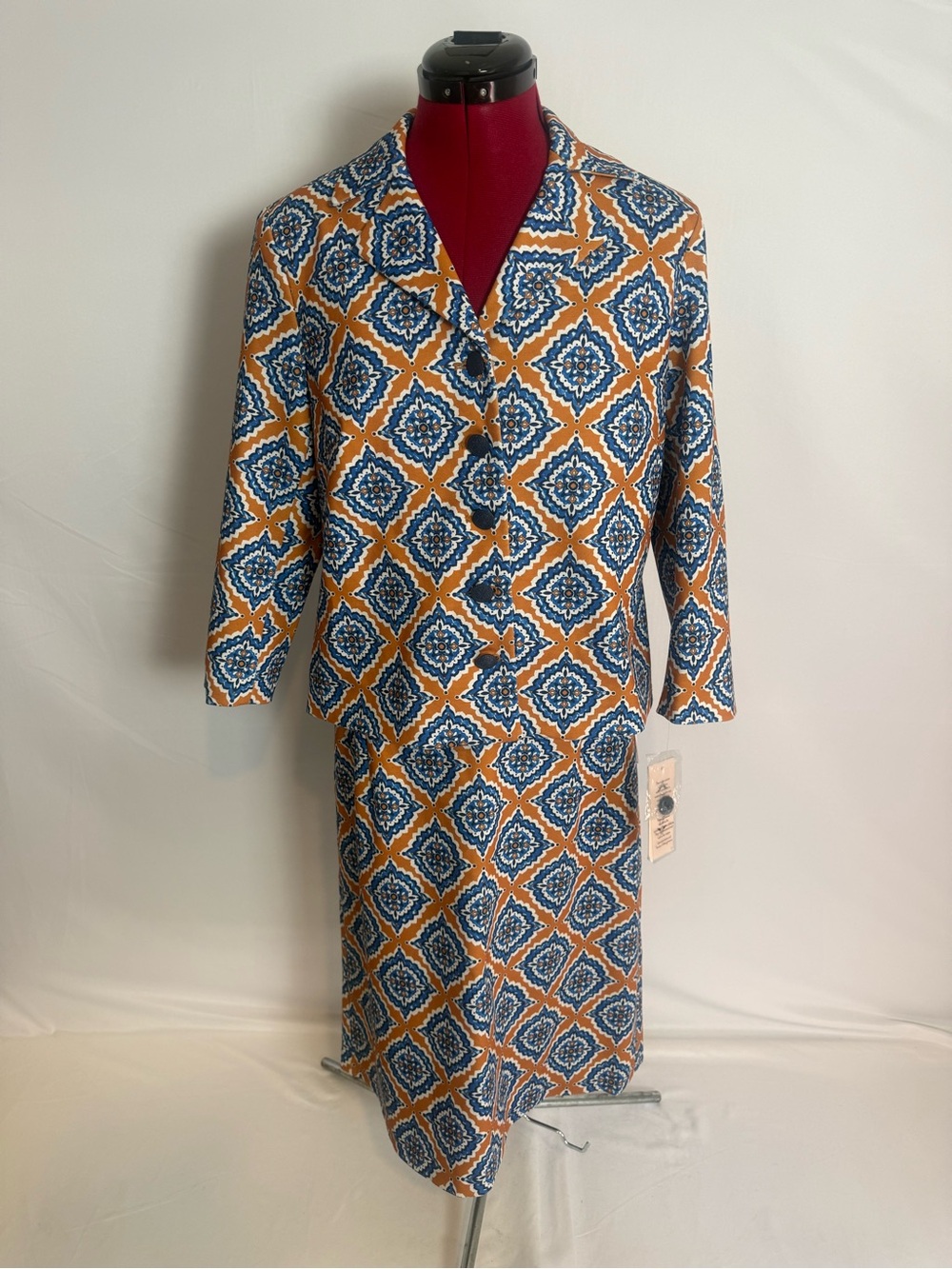 NWT Nanette Lapore Skirt Suit Size 10 Blue & Orange 2-Piece Set Blazer & Skirt